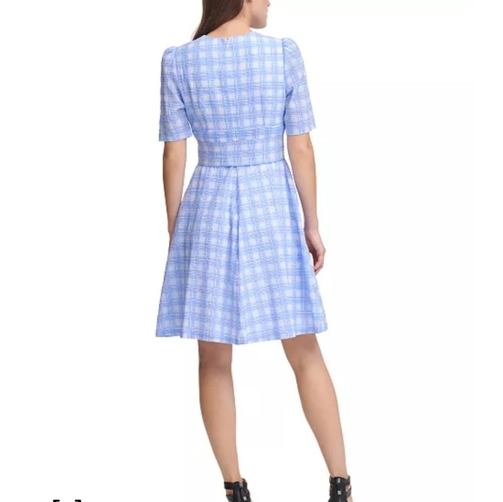 DKNY Puff Sleeve Checkered Dress - Picture 8 of 10